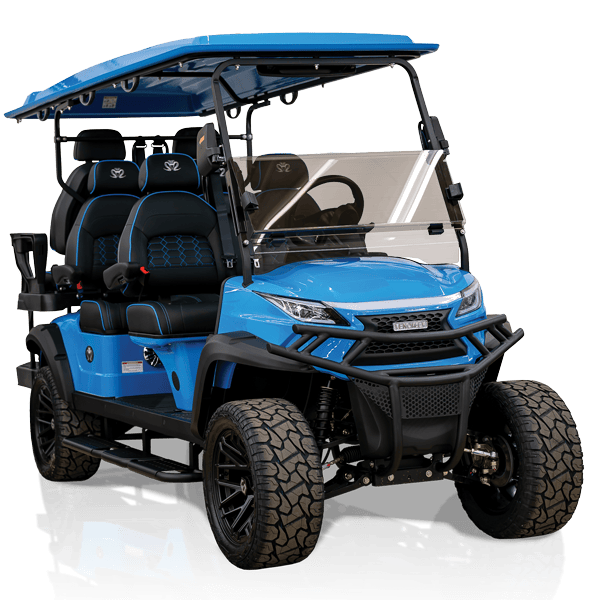 Venom EV Strike 6-seater electric golf cart in Coastal Blue